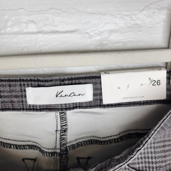 Kancan Women's Junior's Size 5 Jeans Gray Plaid Button Fly - Picture 7 of 8